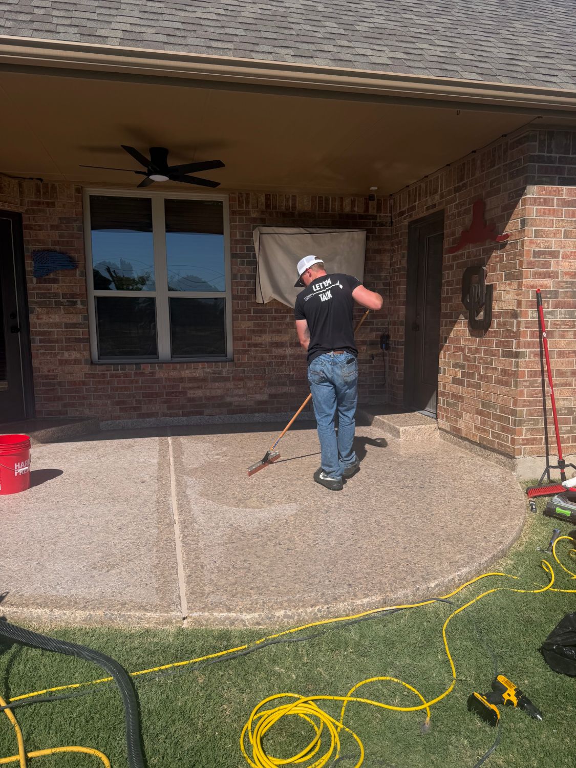 Bryce working the topcoat near the back door